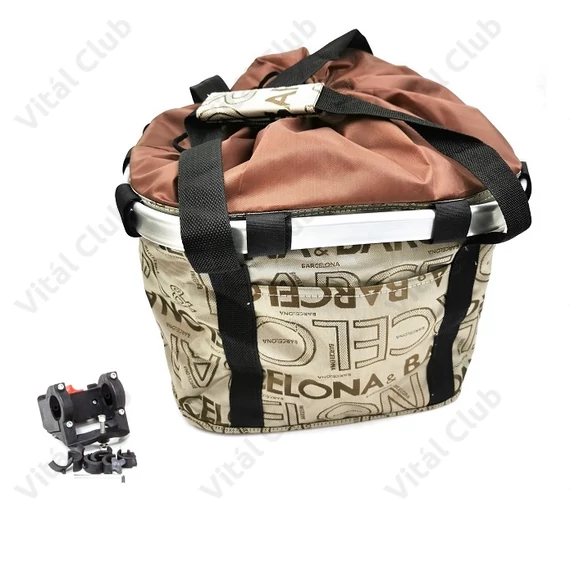 Fashion első kosár női alukeretes gyorsrögzítős 5kg-ig terhelhető krém Barcelona felirattal