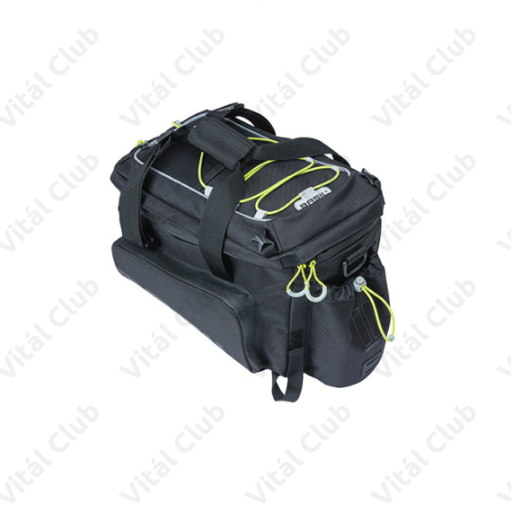 Basil Miles XL Pro táska csomagtartóra 9-36L bővíthető kapacitás, adapter nélkül, fekete/lime