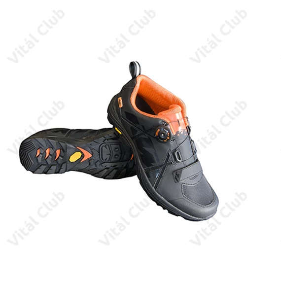 Cipő MTB KTM Factory Enduro fekete, damilos rögzítés, Vibram-talp, 45-ös