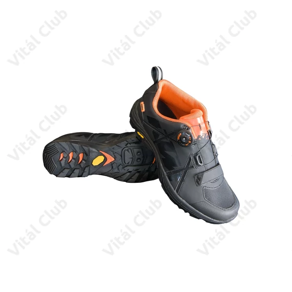 Cipő MTB KTM Factory Enduro fekete, damilos rögzítés, Vibram-talp, 48-os