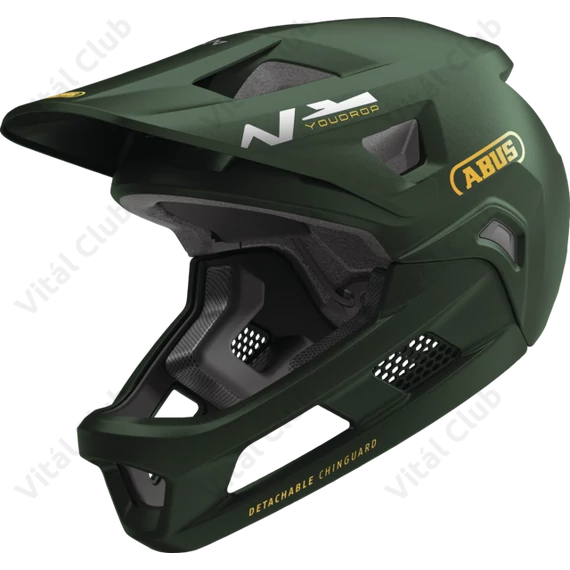 ABUS kerékpáros gyerek sisak YouDrop FF fullface S 48-55 cm moss green színben