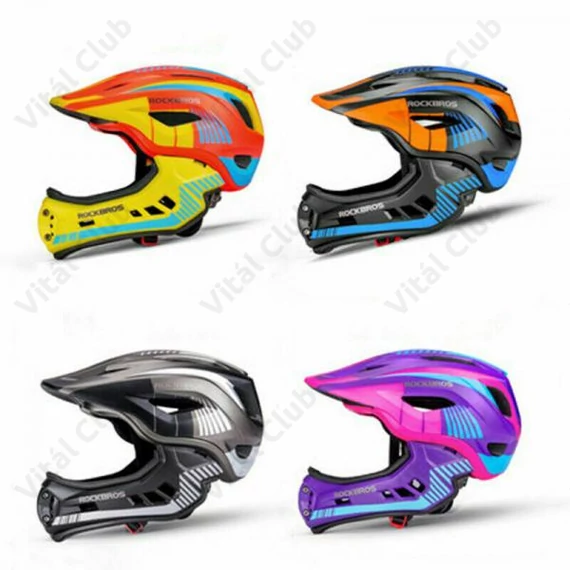 RockBros Full Face gyerek bukósisak fekete/kék/narancs M 53-58cm