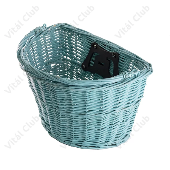 Ridepositive Natural halványkék rattan kerékpáros első kosár gyorsrögzítővel