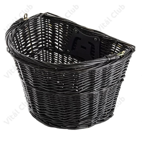 Ridepositive Natural fekete rattan kerékpáros első kosár gyorsrögzítővel