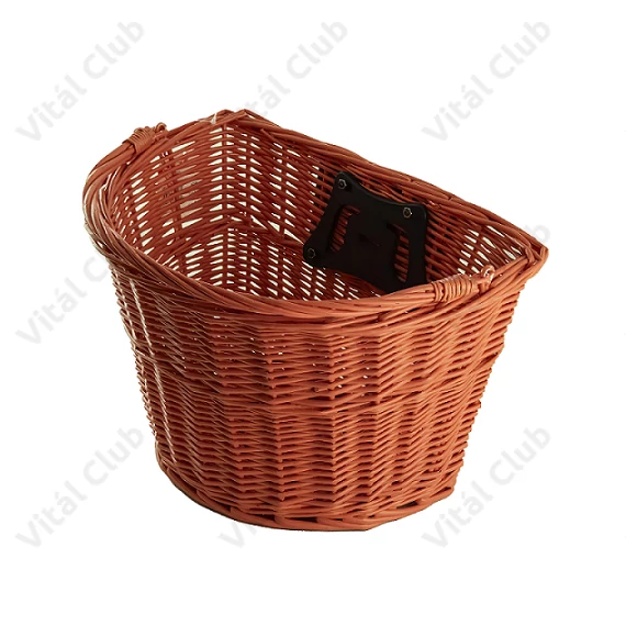 Ridepositive Natural piros rattan kerékpáros első kosár gyorsrögzítővel