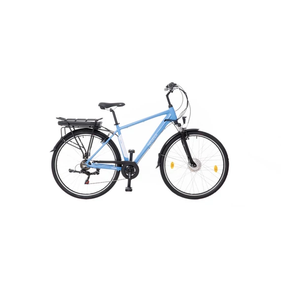 Neuzer E-Trek férfi trekking Ebike/pedelec 28"-as kerék, 36V/250W motor, 11,6Ah Li-ion akku, 6 sebességes, teleszkóp, mattkék/fehér 19"