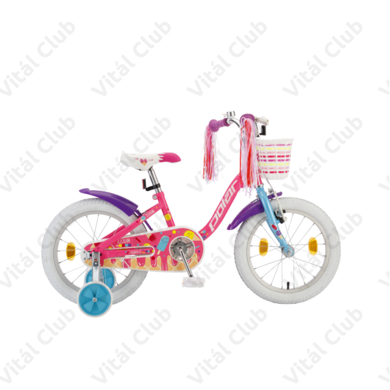 POLAR Junior 18"-os gyerekkerékpár kontrás, icecream design, kosárral, rózsaszín