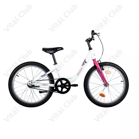Neuzer Cindy 20"-os lányka gyerek kerékpár kontrafékes fehér/pink extra alacsony vázzal