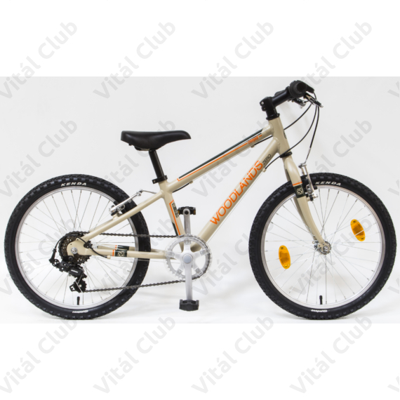 Csepel Woodlands 20"-os gyerek kerékpár alumínium vázzal, 6 fokozatú Shimano váltó, homok