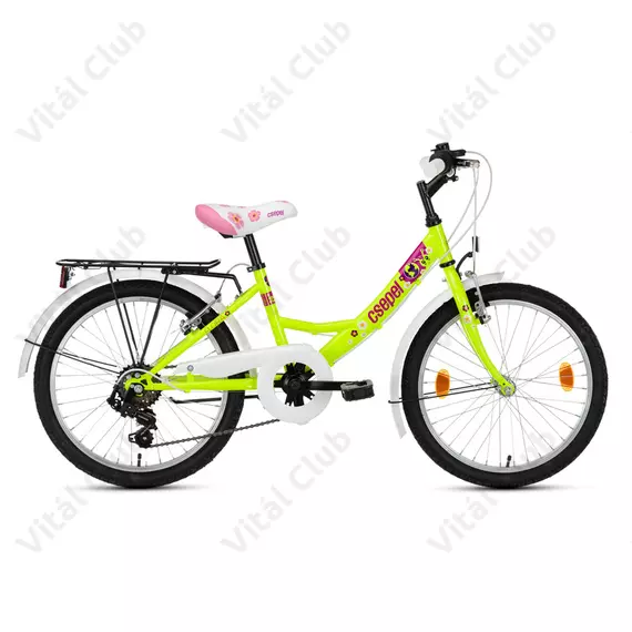 Csepel Flora 24"-os lányka gyerek kerékpár 6 sebességes Shimano váltóval neonzöld