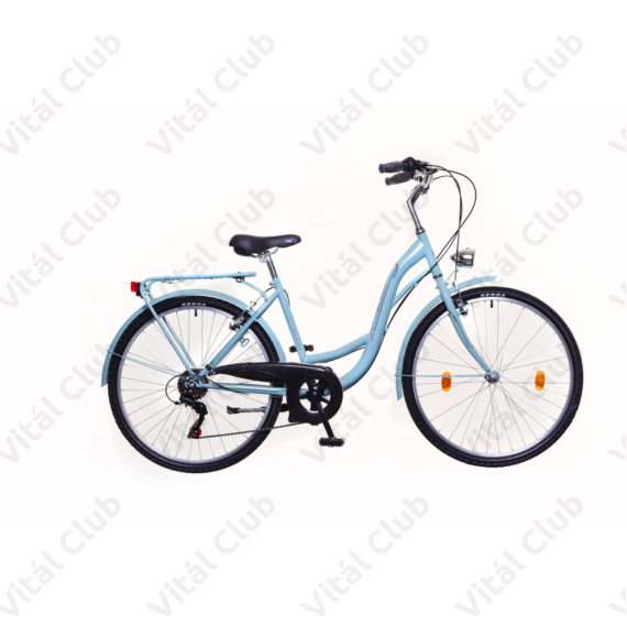 Neuzer Venezia 26"-os városi kerékpár 6 sebességes, celeste/piros-zöld, fém sárvédőkkel
