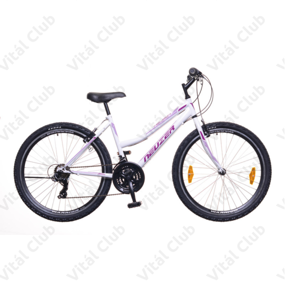Neuzer Nelson 30 női MTB kerékpár fék/váltókaros, 21 sebességes, duplafalú kerekek, fehér/lila-rózsa 19"