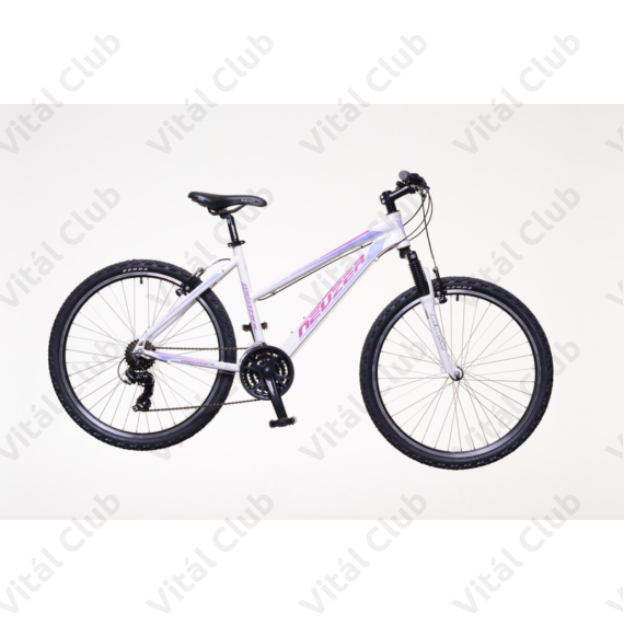Neuzer Mistral 50 női aluvázas 26-os MTB kerékpár, 21 sebességes, teleszkópos, fehér/pink-lila 19"