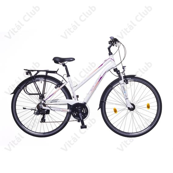 Neuzer Firenze 100 női alu vázas trekking kerékpár, agydinamós, teleszkópos fehér/mályva matt 19"