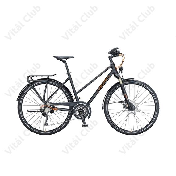 KTM Life 1964 női trekking kerékpár, 30 fokozatú Deore XT váltó, tárcsafék, matt fekete, 46cm