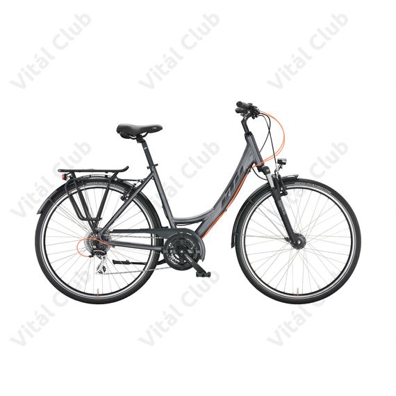 KTM Life Joy női trekking kerékpár 24 fokozatú Shimano Altus váltó, monovázas, acélszürke (fekete) 46cm