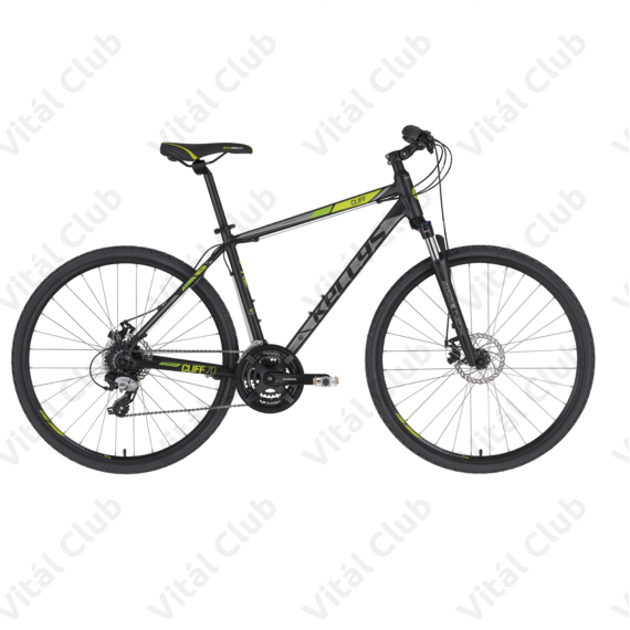 Kellys Cliff 70 Black Green cross kerékpár 24 fokozatú EF510/TX800 váltó, mechanikus tárcsafék, 23"