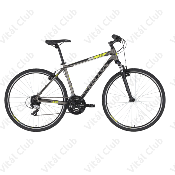 Kellys Cliff 30 Grey/Green cross kerékpár 24 fokozatú EF510/TX800 váltó, V-fék, 17"