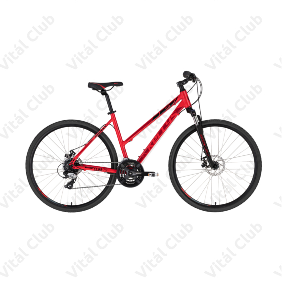 Kellys Clea 70 Red női cross kerékpár 24 fokozatú TX800 váltó, mechanikus tárcsafék,19"