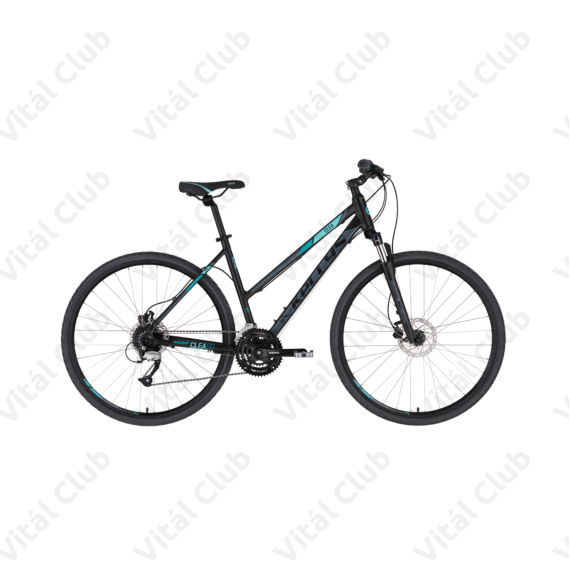 Kellys Clea 90 Black/Aqua női cross kerékpár 24 fokozatú Altus váltó, hidraulikus tárcsa, 19"