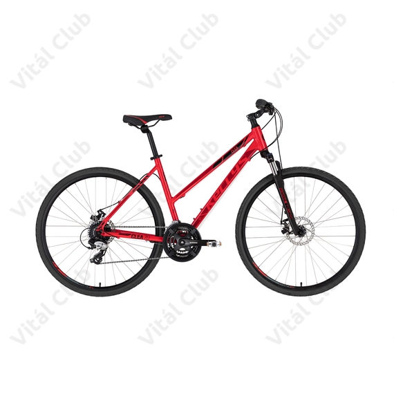 Kellys Clea 70 Red női cross kerékpár 24 fokozatú TX800 váltó, mechanikus tárcsafék,17"
