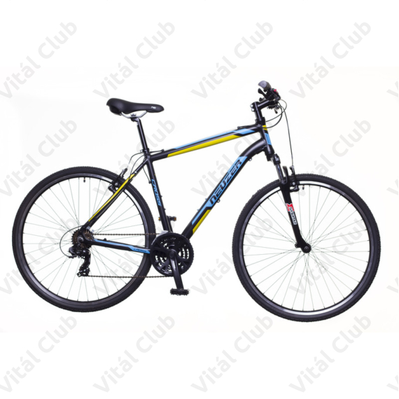 Neuzer X100 férfi cross kerékpár 21sebességes Shimano váltó, fekete/kék-sárga 21"