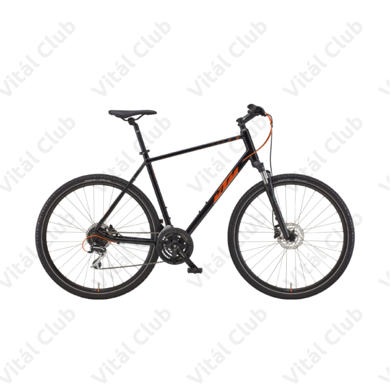 KTM X-Life Track férfi cross kerékpár 24 fokozatú Acera váltó, hidraulikus tárcsafék, fényes fekete-narancs 46cm