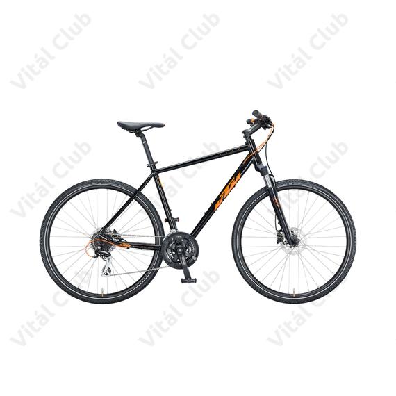 KTM Life Track férfi cross kerékpár 24 fokozatú Shimano Acera váltó, hidraulikus tárcsafék, fényes fekete/narancs 60cm