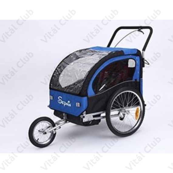 Gyermekutánfutó 2 gyermek szállítására (összsúly: max.40kg) könnyedén le/felszerelhető jogging szett, kék