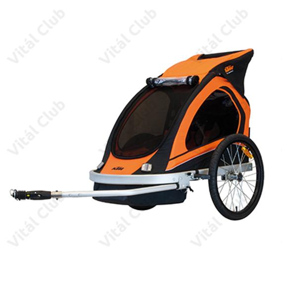 KTM Carry gyermek szállító utánfutó, 2 gyermeknek, 45kg terhelhetőség, időjárás álló boritás