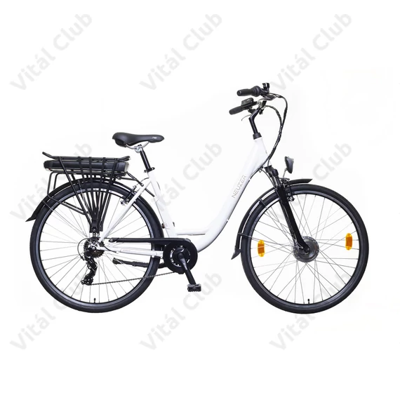 Ebike Neuzer Lido e-Trek női fehér acél váz + teleszkóp 28" 36V/250W 13 Ah Li-ion akku