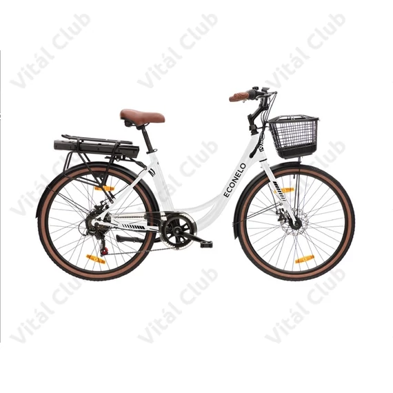 Neuzer ECONELO E-City pedelec női 6 sebességes, 26"-os kerék, 36V/250W motor, 10aH akku, fehér, 17"