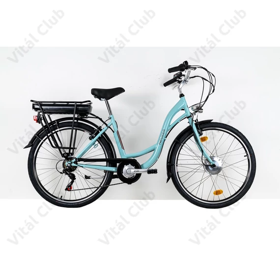 Neuzer Genova pedelec női 6 sebességes, 26"-os kerék, 36V/240W motor, 11aH akku, türkiz/barna 17"