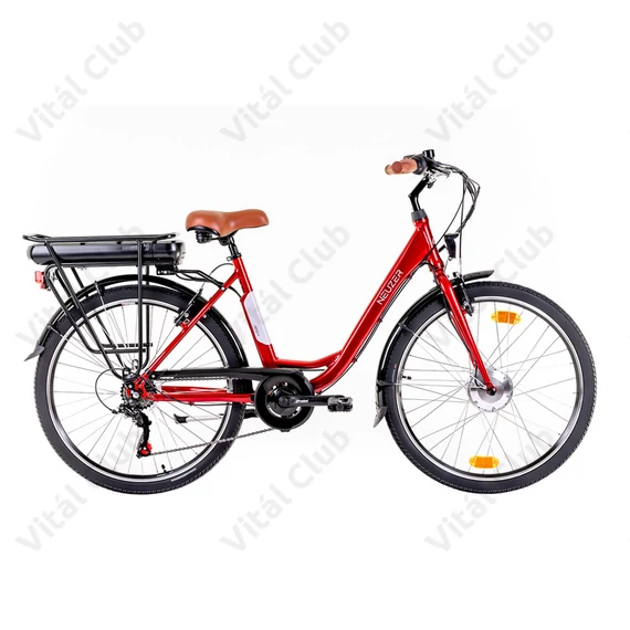 Neuzer Genova pedelec női városi Ebike/Pedelec 6 sebességes, 26"-os kerék, 36V/250W motor, 13Ah akku, króm piros, 17"