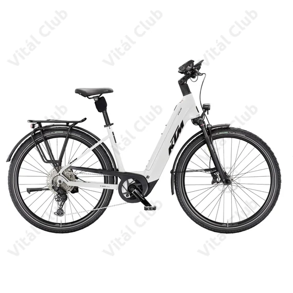 KTM Macina Style 820 női trekking Ebike/pedelec kerékpár Bosch Performance Line CX 100Nm/800Wh, 11 fokozatú CUES váltó, fehér, mono vázas 43cm