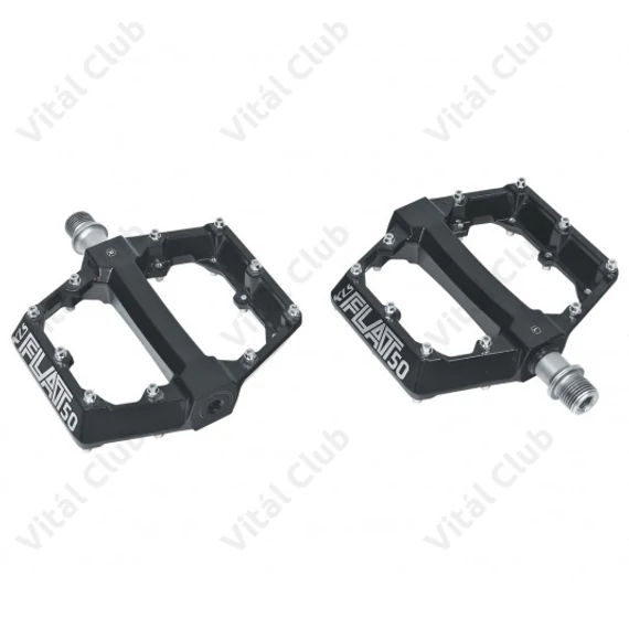 Kellys FLAT 50 pedál, platform, ipari csapágy, cserélhető szegecsek, fekete