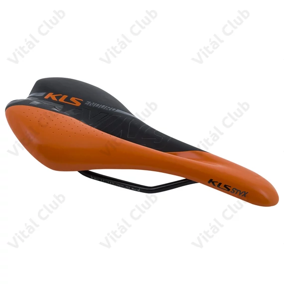 Kellys STYX MTB nyereg 277x162mm, 295g, acél pálca, fekete/narancs