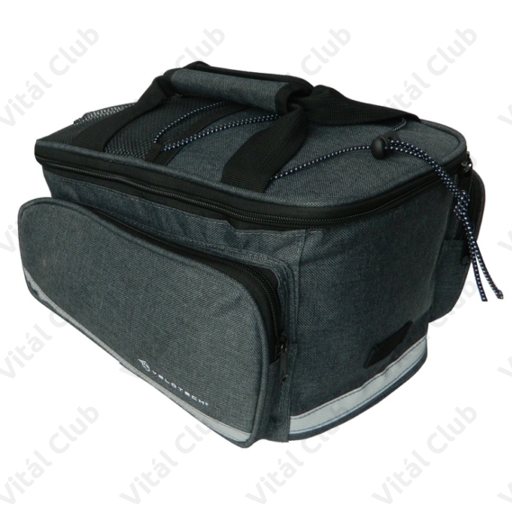 Velotech 1részes túratáska csomagtartóra 13,5 liter, tépőzáras, thermo béléssel, sötét szürke