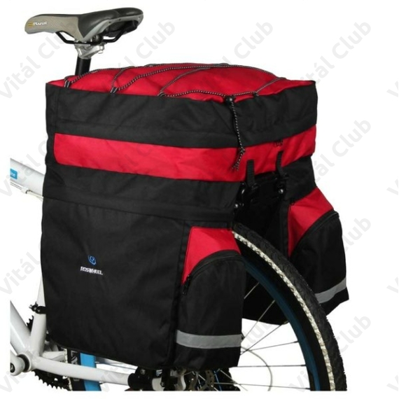 Roswheel táska csomagtartóra 3 részes, 60L kapacitás, fekete/piros, esővédővel