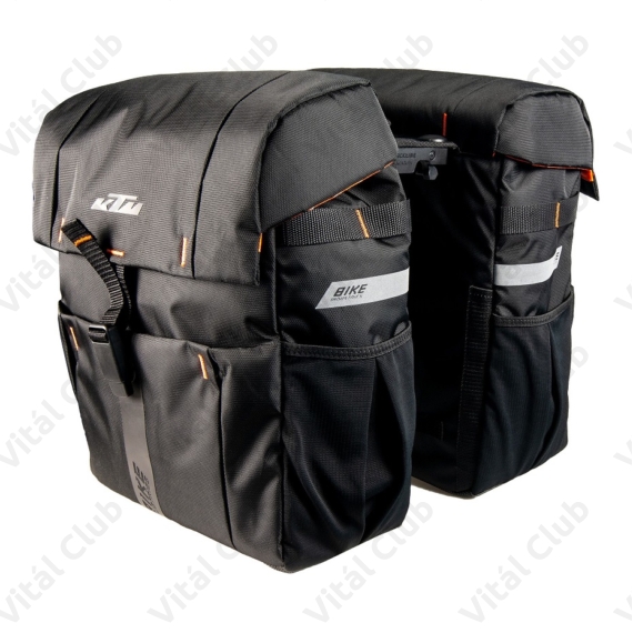 KTM Sport Double csomagtartó táska 2 részes, 2x18,5 kapacitás, gyorsrögzítő, fekete