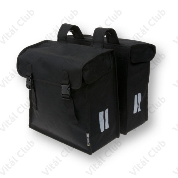 Basil Mara XXL Double Bag 2 részes táska csomagtartóra 47L kapacitás, fekete színű