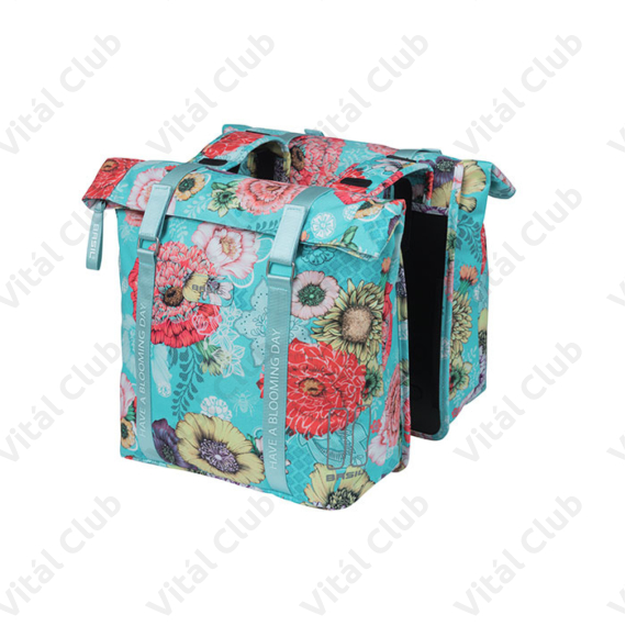 Basil Bloom Field 2 részes táska csomagtartóra 35L kapacitás, kék/virágos színű