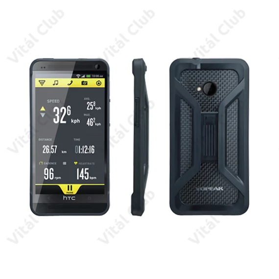 Topeak Ride Case mobiltelefontartó, HTC ONE-hoz, dönthető, karbon hátlappal, lézergravirozott logó