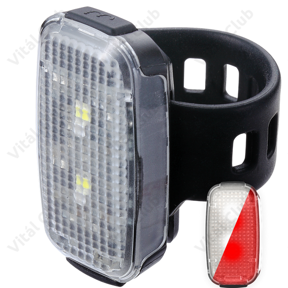 BBB BLS-149 SpotDuo lámpa 2in1 első+hátsó, fekete szilikon rögzitővel