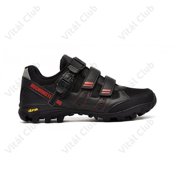 FLR Bushmaster PRO MTB cipő, csatos rögzítés, vibran talp, 42-es méret fekete/piros