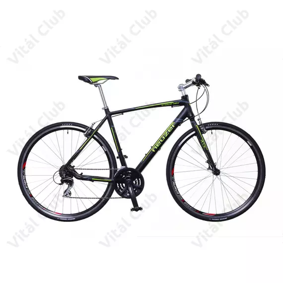 Neuzer Courier fitness kerékpár 21 fokozatú Shimano Acera váltórendszer, fekete/zöld-szürke matt 50cm