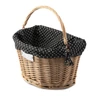 Kép 2/3 - Extend Wicker natúr rattan kerékpáros első kosár pöttyös textillel és gyorsrögzítővel, natúr