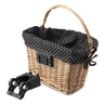 Kép 3/3 - Extend Wicker natúr rattan kerékpáros első kosár pöttyös textillel és gyorsrögzítővel, natúr