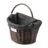Kép 2/3 - Extend Wicker natúr rattan kerékpáros első kosár pöttyös textillel és gyorsrögzítővel, barna