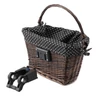 Kép 3/3 - Extend Wicker natúr rattan kerékpáros első kosár pöttyös textillel és gyorsrögzítővel, barna